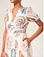 abordables Robes Midi-Smocked Design Linen Feel Midi Dress