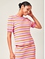 cheap Blouses-Knitted Stretch Color Block Top