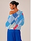 cheap Blouses-Geometric Ocean Inspired Off Shoulder Shirt