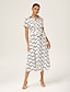 cheap Maxi Dresses-Geometric Faux Linen Maxi Dress