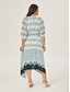 baratos Vestidos Midi-Geometric Cinched Waist Midi Dress