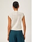 baratos Tank Tops &amp; Camis-Wool Jacquard Ivory Knit Top