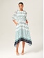 baratos Vestidos Midi-Geometric Cinched Waist Midi Dress