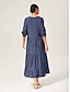 billige Maxikjoler-Acetate Tencel Loose V Neck Maxi Dress