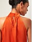 cheap Matching Sets-Orange Stand Collar Wide Leg Pants Set