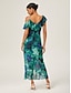 baratos Vestidos Tamanhos Grandes-Chiffon Ruffled Tie Front Midi Dress