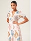 abordables Robes Midi-Smocked Design Linen Feel Midi Dress