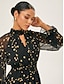 cheap Maxi Dresses-Polka Dot Sheer Hem Chiffon Dress