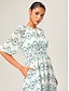 baratos Vestidos Midi-Geometric Cinched Waist Midi Dress