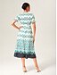 cheap Midi Dresses-Rayon Geometric V Neck Midi Dress