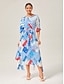 cheap Maxi Dresses-Ocean Inspired Color Block Maxi Dress