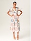 abordables Robes Midi-Smocked Design Linen Feel Midi Dress