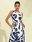 cheap Print Dresses-Matte Satin Botanical Sleeveless Maxi Dress