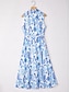 cheap Midi Dresses-Monochrome Print Linen Look Midi Shirt Dress