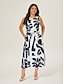 cheap Print Dresses-Matte Satin Botanical Sleeveless Maxi Dress