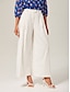 cheap Pants &amp; Shorts-Breathable Linen Off-White Wide-Leg Pants