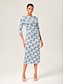 cheap Midi Dresses-Stretch Letter Print Backless Wrap Midi Dress