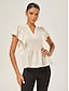 cheap Blouses-Tencel Ruffled Zip-up Crop Top