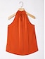 cheap Matching Sets-Orange Stand Collar Wide Leg Pants Set