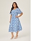 cheap Maxi Dresses-Print Waist Fitted Dress