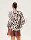 cheap Blouses-Chiffon Animal Print Ruched Pullover with Lining