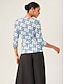 economico bluse-Geometric Stretch Waist Tie Top
