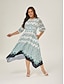 baratos Vestidos Midi-Geometric Cinched Waist Midi Dress