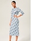 cheap Midi Dresses-Stretch Letter Print Backless Wrap Midi Dress