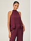 cheap Blouses-Romantic Ruffled Chiffon Halter Top