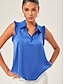 cheap Blouses-Collared Ruffled Trim Blouse