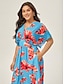 cheap Maxi Dresses-Floral V Neck Summer Maxi Dress
