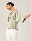 cheap Blouses-Batwing Sleeve Inverted Pleat V-Neck Top