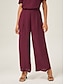 baratos calças e shorts-Burgundy Chiffon Wide Pants