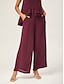 baratos calças e shorts-Burgundy Chiffon Wide Pants