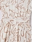 cheap Maxi Dresses-Abstract Art Linen Feel Cinched Waist Maxi Dress