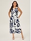 cheap Print Dresses-Matte Satin Botanical Sleeveless Maxi Dress