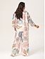 billige bluser-Print Relaxed Overhead V Neck Blouse