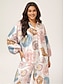 billige bluser-Print Relaxed Overhead V Neck Blouse