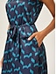 cheap Midi Dresses-Matte Satin Geometric Sleeveless Maxi Dress