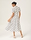 cheap Maxi Dresses-Geometric Faux Linen Maxi Dress