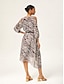 cheap Maxi Dresses-Chiffon Animal Print Ruched Maxi Dress