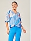 cheap Blouses-Geometric Ruched Top