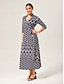cheap Maxi Dresses-Geometric Print Stretch Wrap Dress