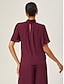 cheap Matching Sets-Elegant Chiffon Shirred High-Neck Set