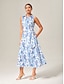 cheap Midi Dresses-Print Linen Midi Shirt Dress