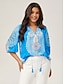cheap Blouses-Print Pullover Vacation Top