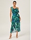 baratos Vestidos Tamanhos Grandes-Chiffon Ruffled Tie Front Midi Dress