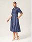 abordables Robes Midi-Denim Acetate Tencel Cinched Midi Dress