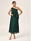 cheap Maxi Dresses-A-Line One Shoulder Chiffon Dress