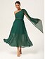 baratos Vestidos Tamanhos Grandes-Pleated Chiffon Asymmetric Maxi Dress